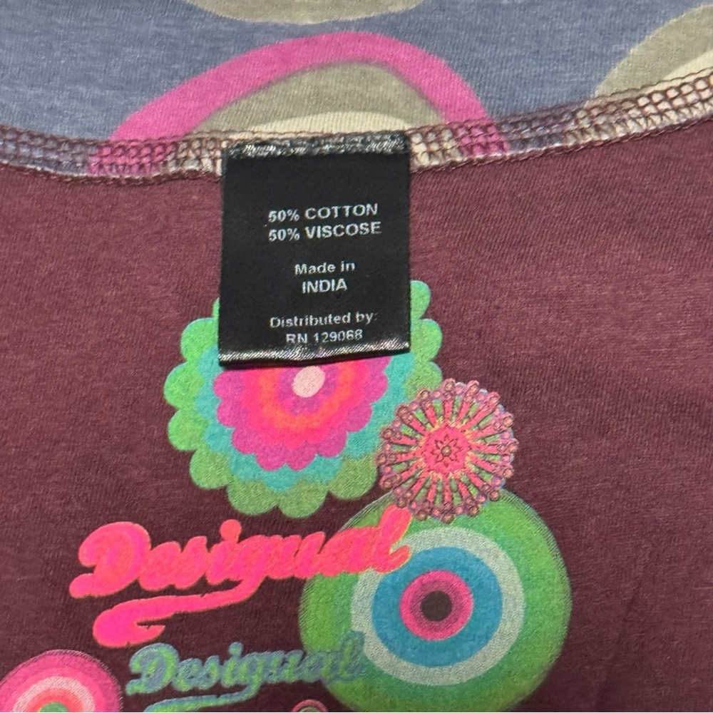Colorful Desigual‎ long sleeve embroidered art to wear shirt sz S dopamine dress - Picture 4 of 9